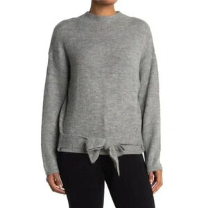 WAYF Mock Neck Tie Waist Gray Sweater XS